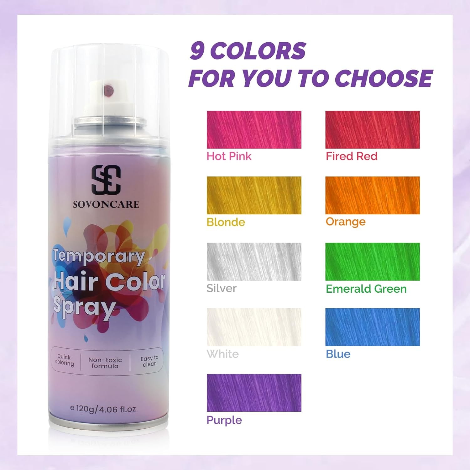Purple Temporary Hair Color Spray, SOVONCARE Natural Wax Dye # 