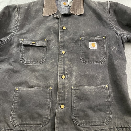 Vintage Carhartt Jacke C01 Herren 46 schwarz Chore Barn Coat Decke gefüttert Cord - Bild 6 von 11