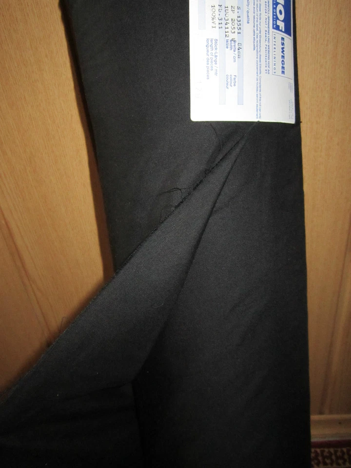 6,00 €= 1m²) 2 m Taschenfutter von Hof Breite: 85 cm Farbe: Schwarz (TFS)