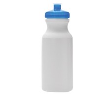 100 Bulk Pack 20 Ounce Water Bottles - White Bottle With Blue Lids USA Made