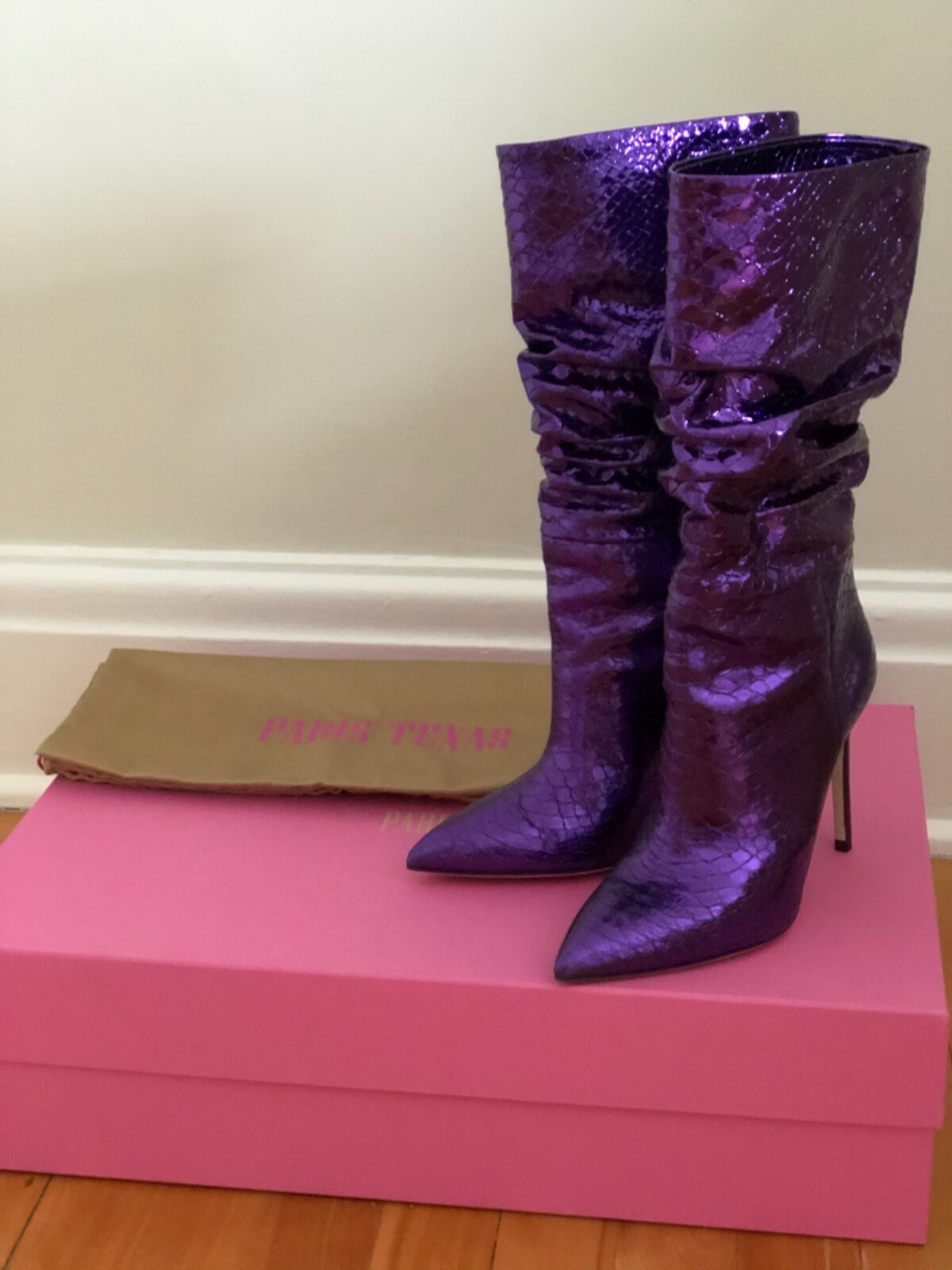 Paris Texas Purple Python Effect Leather Boots - image 2