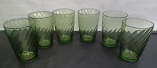 Vintage Continental Can Co Hazel Atlas Green Swirl Glasses Set of 6 Tumblers