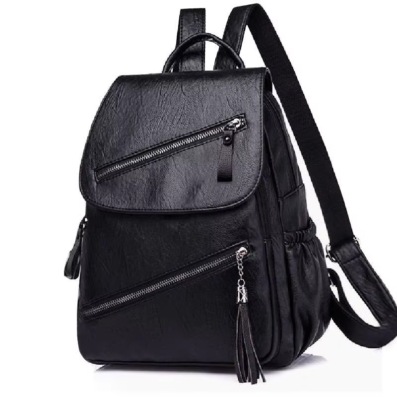 china pu leather backpack low price Pu Leather Multi-zip Clamshell Women Backpacks High Quality Soft bags