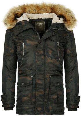 Young Rich Herren Camouflage Parka Tarn Winterjacke warm