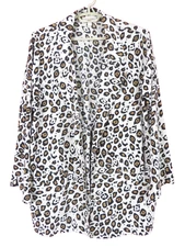 NEW DANA BUCHMAN Women Light Poly Open Front Jacket Pocket Animal Print XXL
