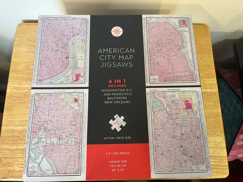 NIB Professor Puzzle American City Map Jigsaw Puzzles Set of 4 1000 Pieces Each