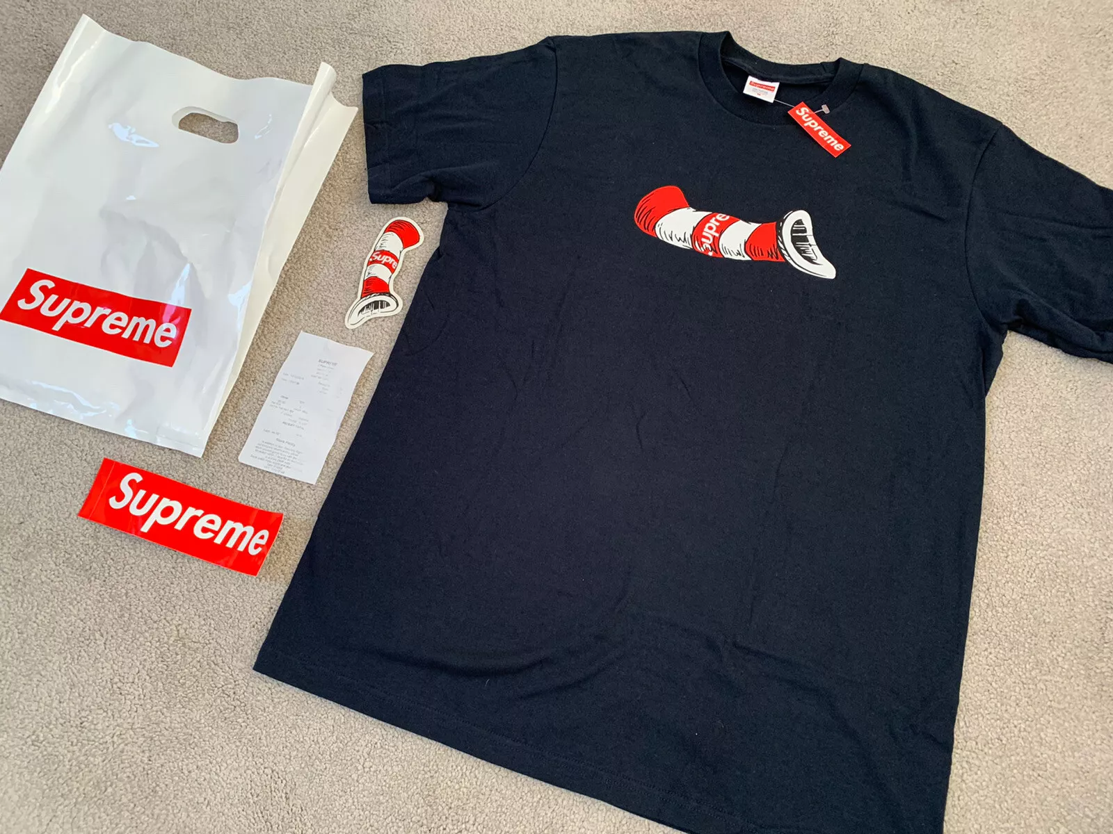 Tee shirt Supreme Cat In The Hat bleu marine moyen FW18 