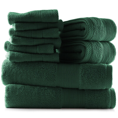 10Pc Towel Set Bath Towels Hand Towels Washcloths 100% Cotton 600 GSM Ultra Soft