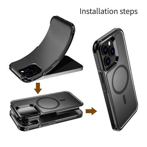 For iPhone 16 15 14 13 12 Pro Max MagSafe Magnetic Case HeavyDuty Symmetry Cover - Photo 17 sur 25