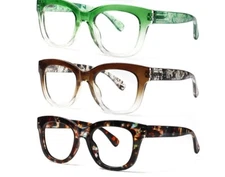 3-Pack Reading Glasses Ladies Readers Spring Hinge Pattern Print Eyeglasses
