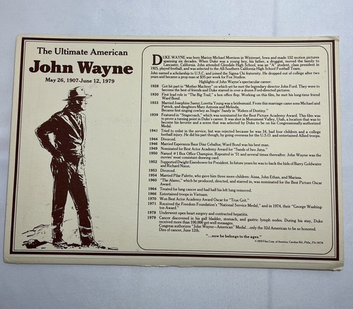 JOHN WAYNE 1¼" Commemorative Golden MEDAL 24K Gold Plated American Treasury Mint - Picture 5 of 6