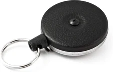 Original Retractable Key Holder Keychain with a Black Front, Steel Belt Clip, an