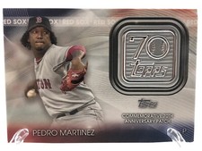 2021 Topps Series 1 70th Anniversary Logo Patch Pedro Martinez Boston Red Sox