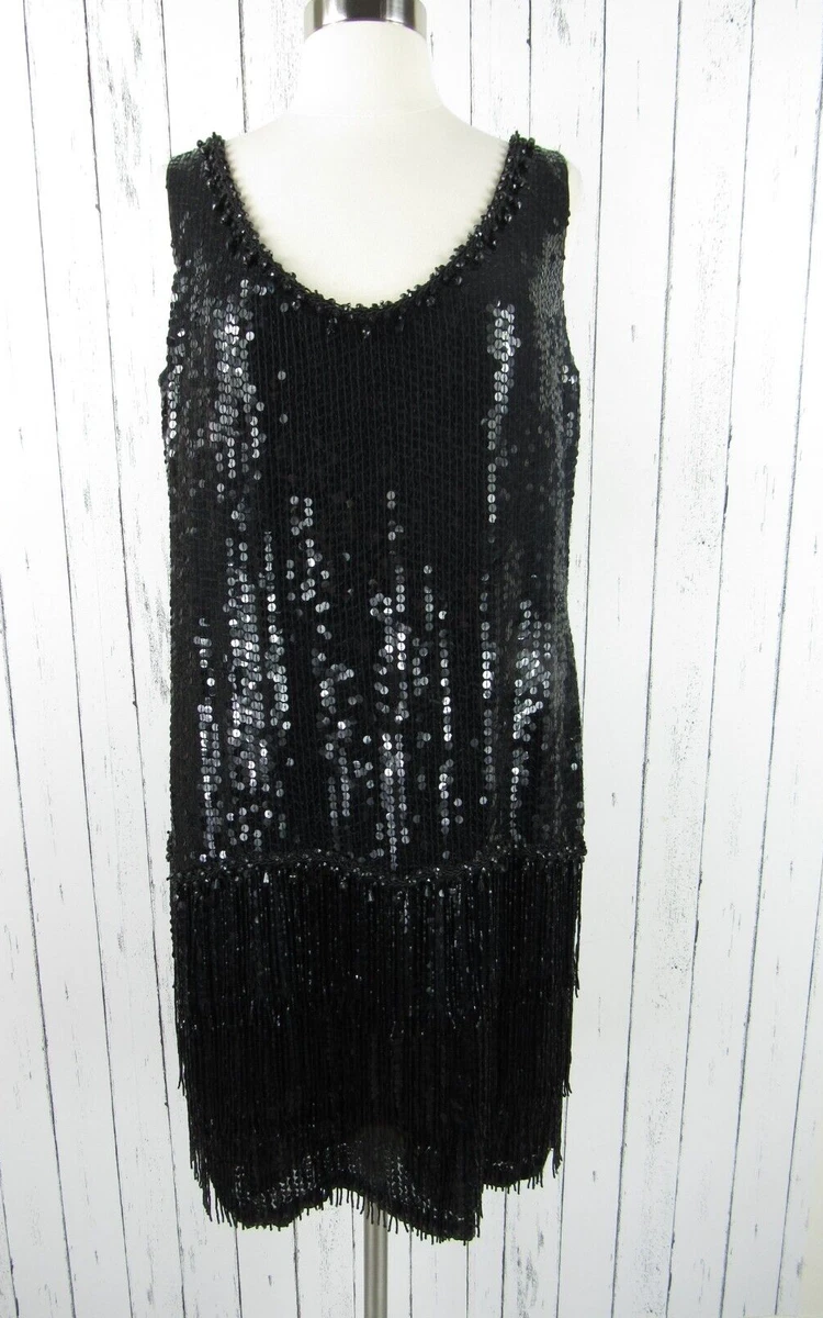formal long black dresses Gray and Silver Flapper Dress X-Large