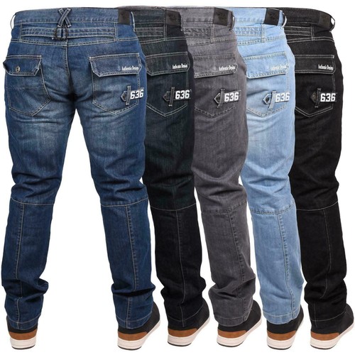 Mens Designer Denim Jeans Regular Leg 