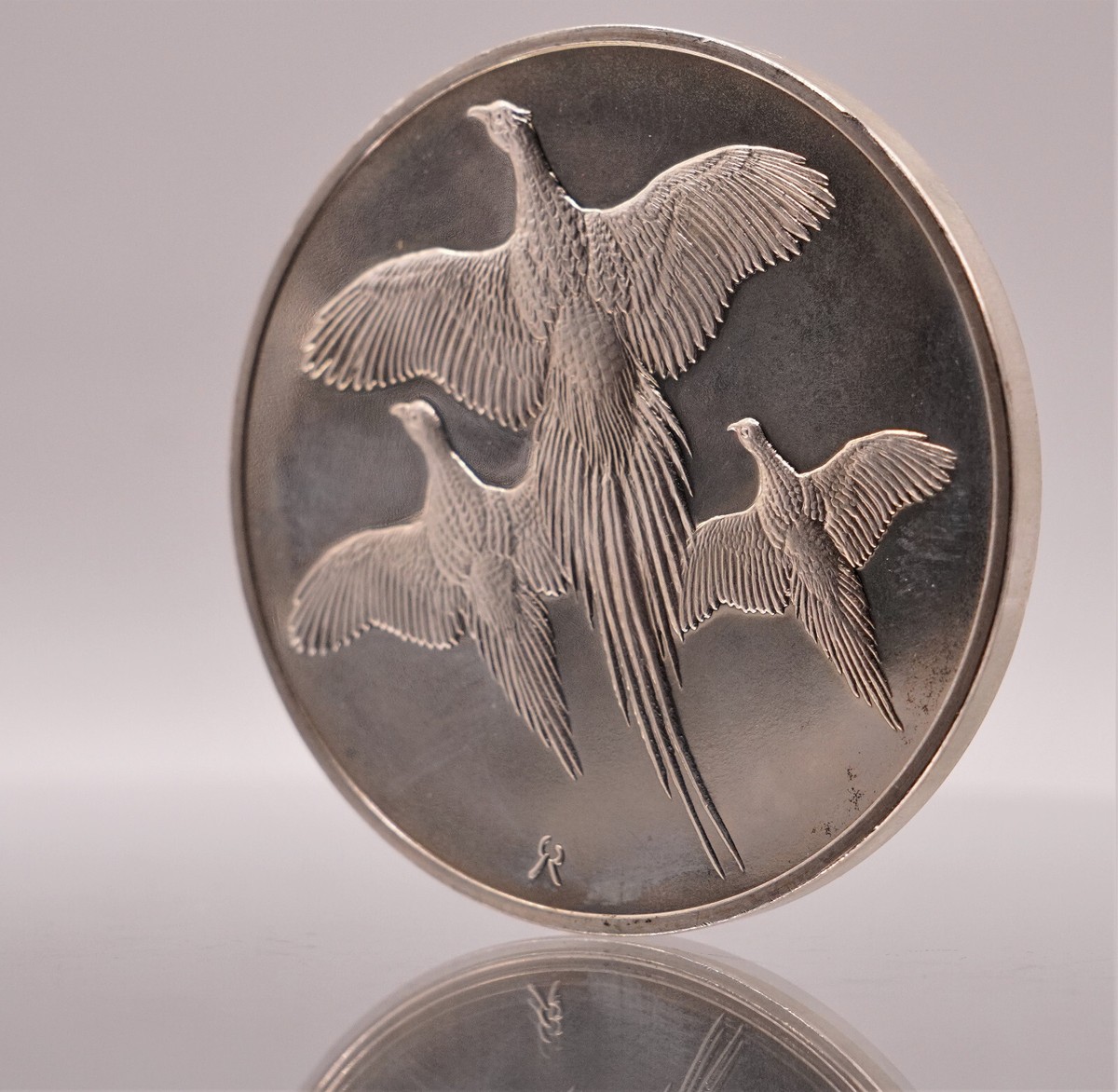 1970 Franklin Mint Ringnecked Pheasants Roberts Birds 2oz 925