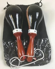 Maracas Leather, Professional, Painted Black Sparkle A1 Brand With Carry Bag.