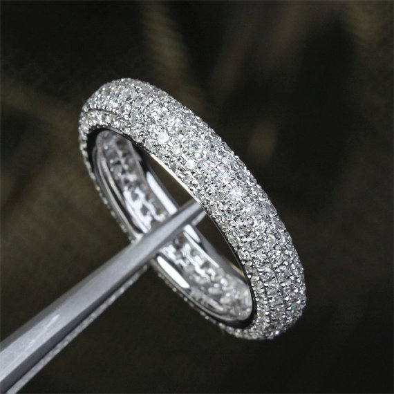 2ct round vvs diamond eternity wedding fine ring 14k white gold over