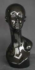 New 19 in H Female Head Mannequin Bust Form Display Mannequin Glossy Black MH1B