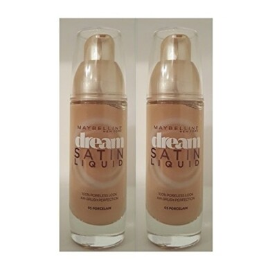 2St. Maybelline Dream Satin Liquid Make-up 05 Porcelain, natürlich strahlenden 