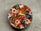 Vintage Murano Millefiori Multicolored Flower Mini Art Glass Paperweight