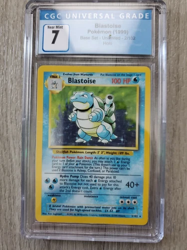 Pokemon Blastoise Base Set Holo CGC 7 NM (Near Mint) #2/102