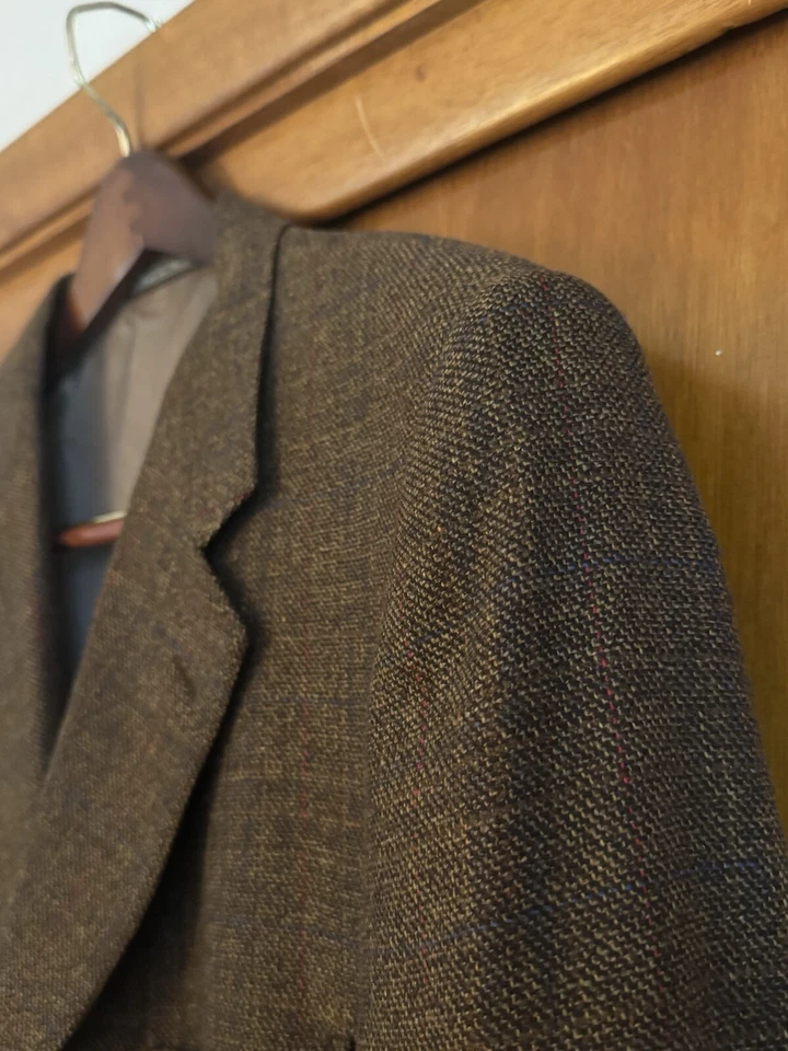 Blazer Corneliani a Cuadros Marrón Para Hombre Como Nuevo, Lana Y Cachemira, 54L EU/44L US Foto 2 de 4