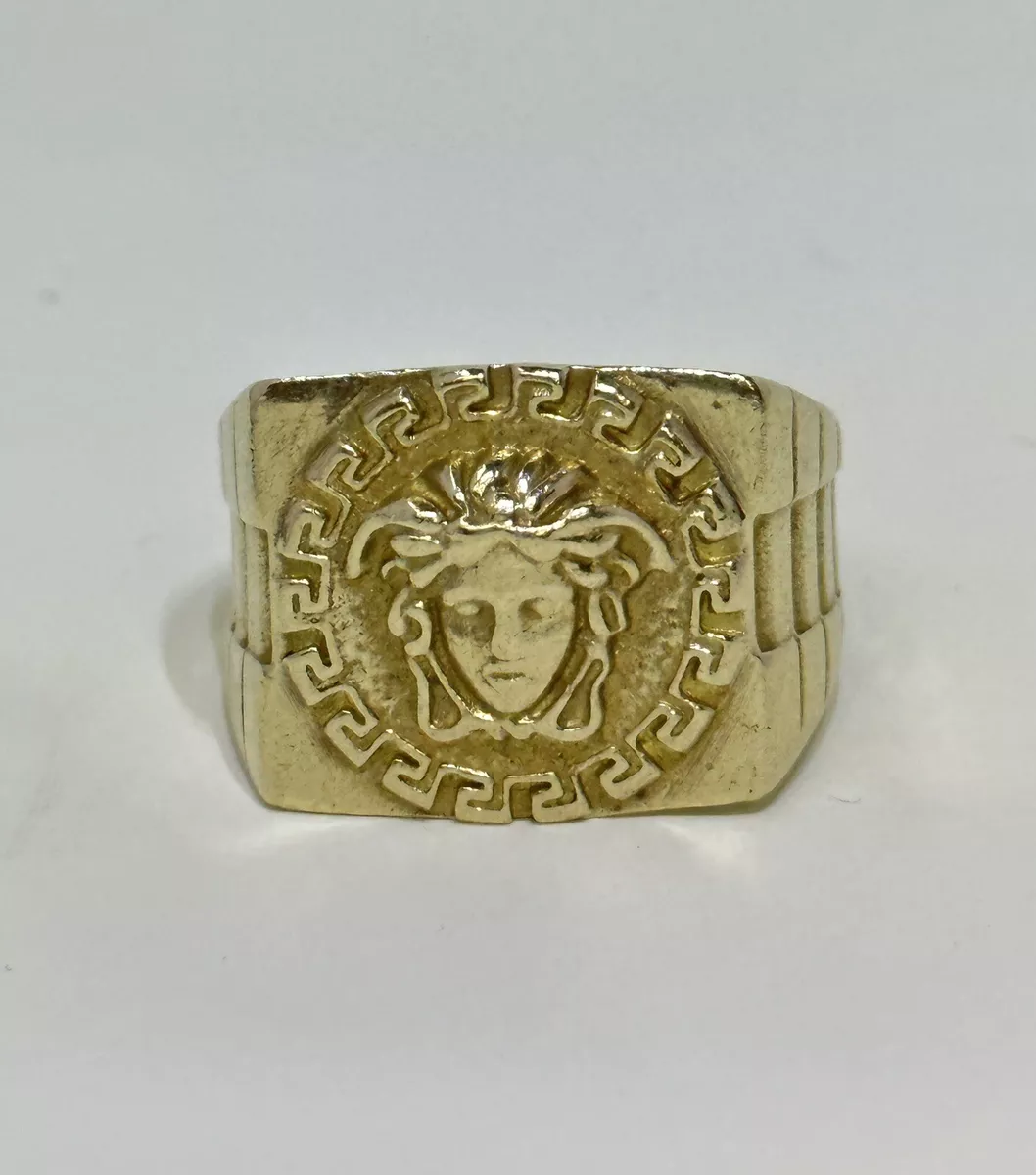 Versace inspired Medusa Head Ring marked 18K Gold tone Ring Size 11.5