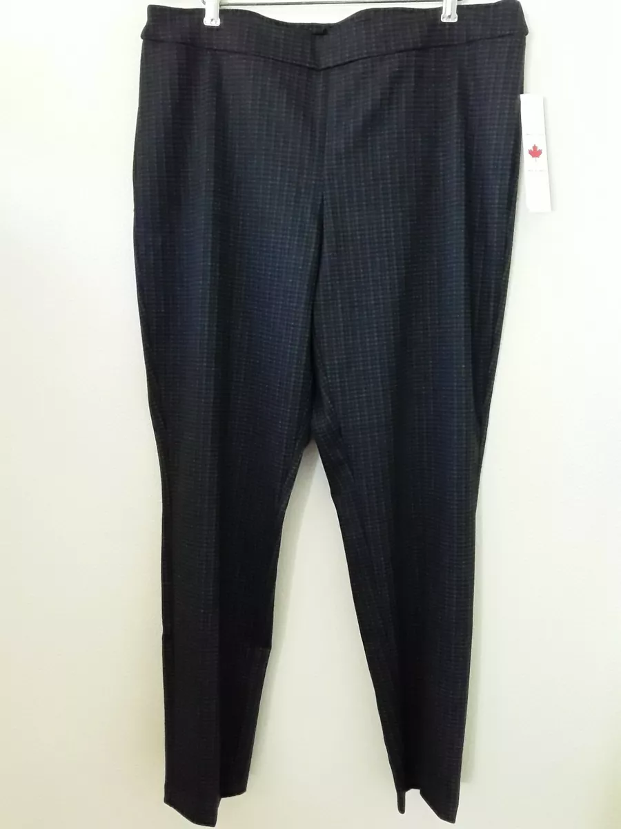 Tribal Petite P XL Blue Black Plaid Pants Pull on Trousers Made in