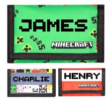 Minecraft Kids Personalised Wallet Zipped Pocket Money Wallet Trifold Christmas