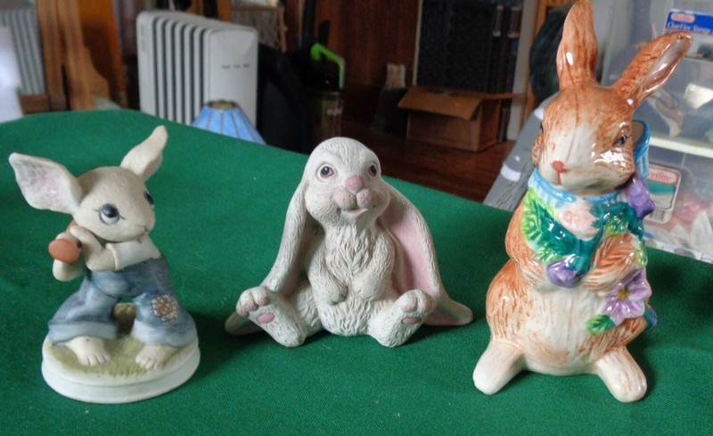 VTG 1 Mouse & 2 Bunny Porcelain Figurines from the 1980's