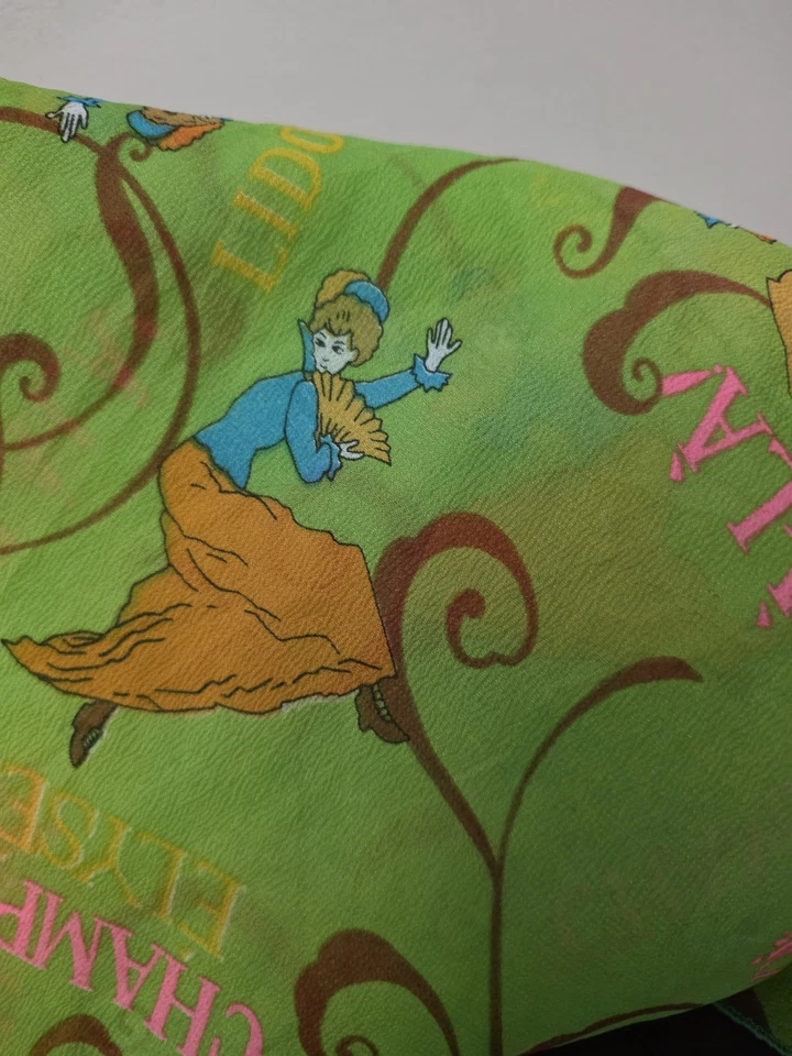 Bufanda parisina vintage retro mod años 60 "OhLaLa" Champs Elysees Place Pigalle nailon Foto 3 de 4