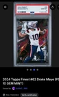 Topps 2024 Finest Drake Maye Rookie RC #62 Patriots PSA 10 GEM MINT