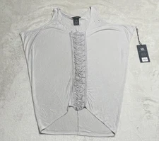 Rock & Republic Chain Gang Top Women's Small Silver Cloud Sleeveless Tank Blouse