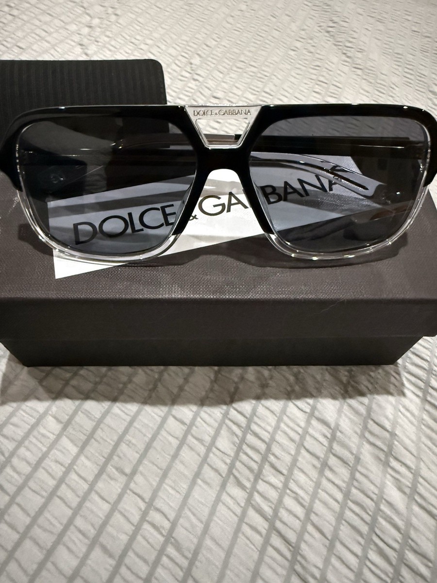 Dolce & Gabbana men's Designer Shield Sunglasses Black Frame Gray