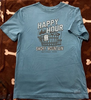Life Is Good T-Shirt Size Medium Smokey Mountains Happy Hour Like New