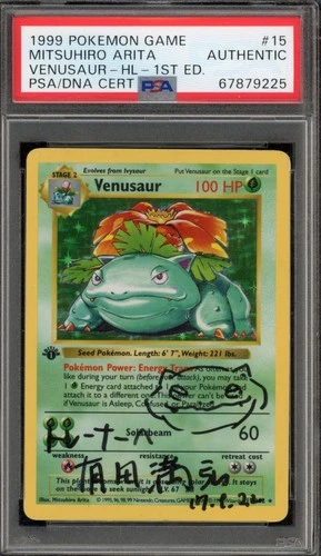 Pokemon Venusaur Base 1st Edition #15 Mitsuhiro Arita Signed Sketch PSA AUTH