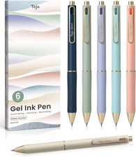 Gel Pens, 6 Pcs Quick Dry Black Gel Ink Pens, 0.5mm Fine Point Smooth Writing Pe