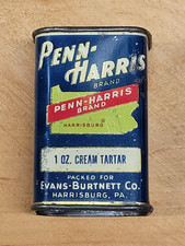 Penn-Harris Crema Tartar Especias Lata Harrisburg PA Evan-Burtnett Antiguo De Colección