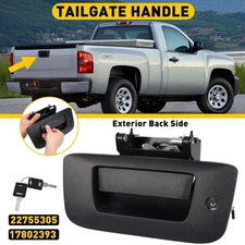 Tailgate Handle Tail Kit, Gate Bezel Lock For 07-14 Chevy Silverado Sierra GMC A