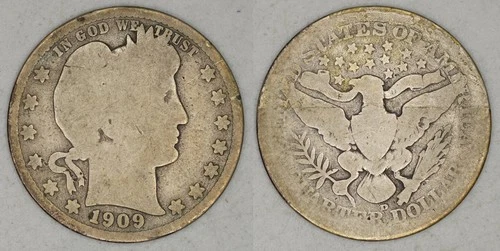 1909-D 25C Silver Barber Quarter