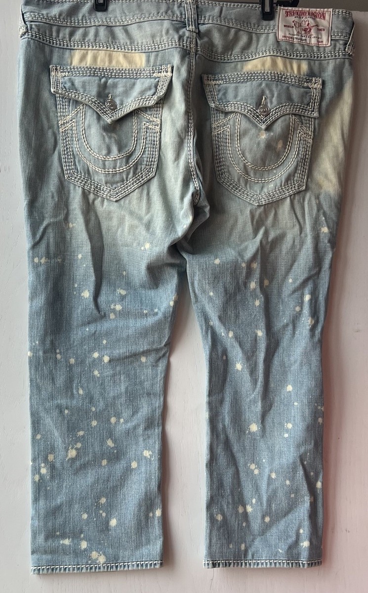 パンツ TRUE RELIGION bleach skinny denim pants True Religion Jeans Straight Thick Stitch Flap Pocket Bleach