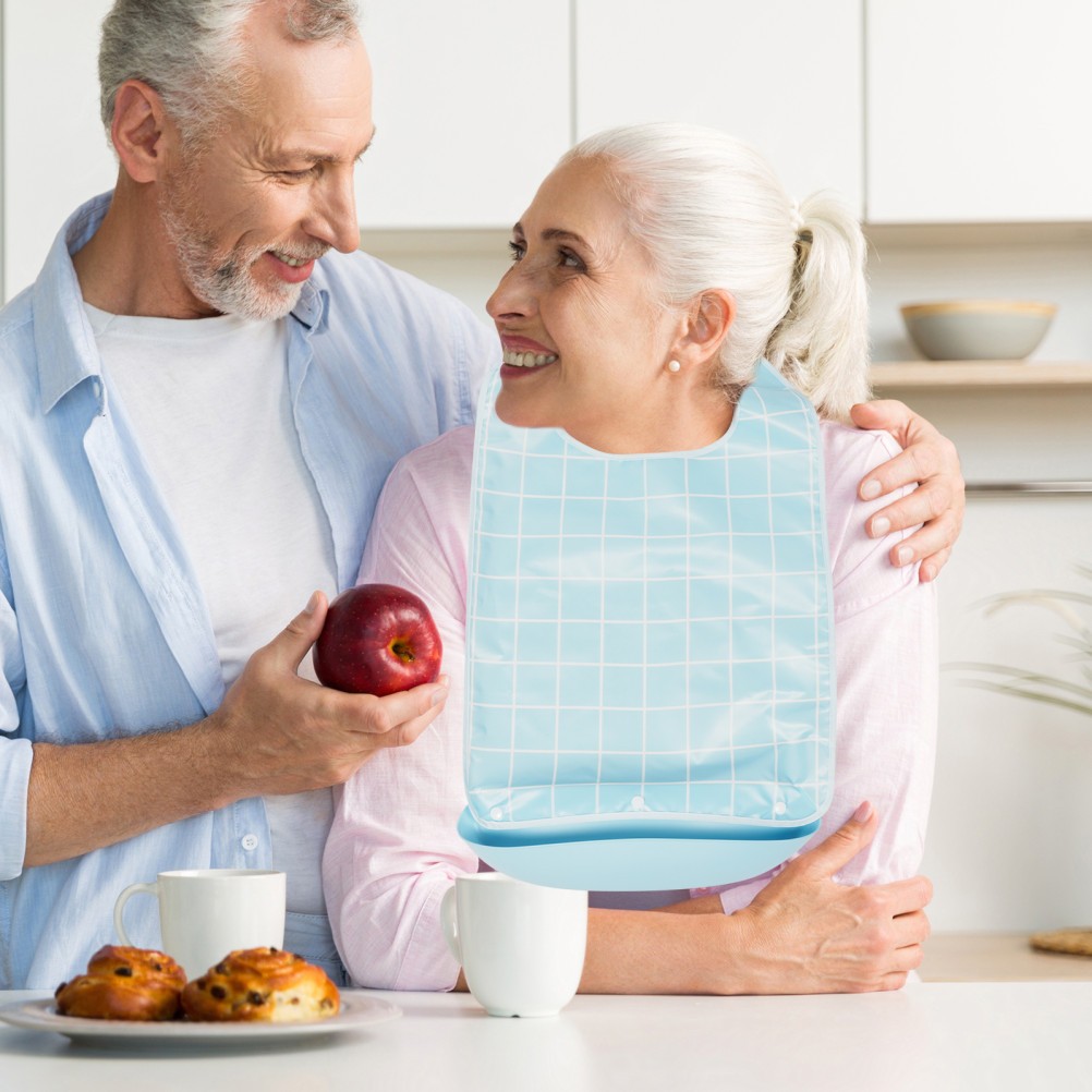 Elderly Adult Bibs Washable Food Catching Clothing Protector for Women Eating