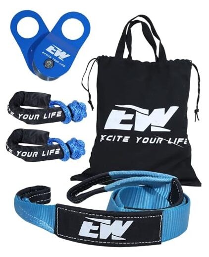 NIXFACE Offroad Recovery Kit |10-Ton Snatch Block | 3in x 8ft Tree Saver | 