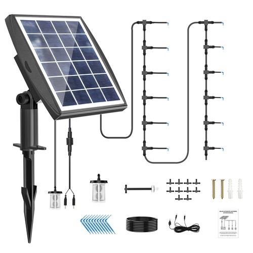 Solar Automatic Drip Irrigation Kit System, Solar Powered Auto Easy DIY Water...