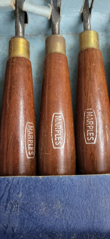 VINTAGE MARPLES No. 60 WOOD CARVING TOOLS CHISELS SET OF 12 IN ORIGINAL BOX - Image 3 of 4