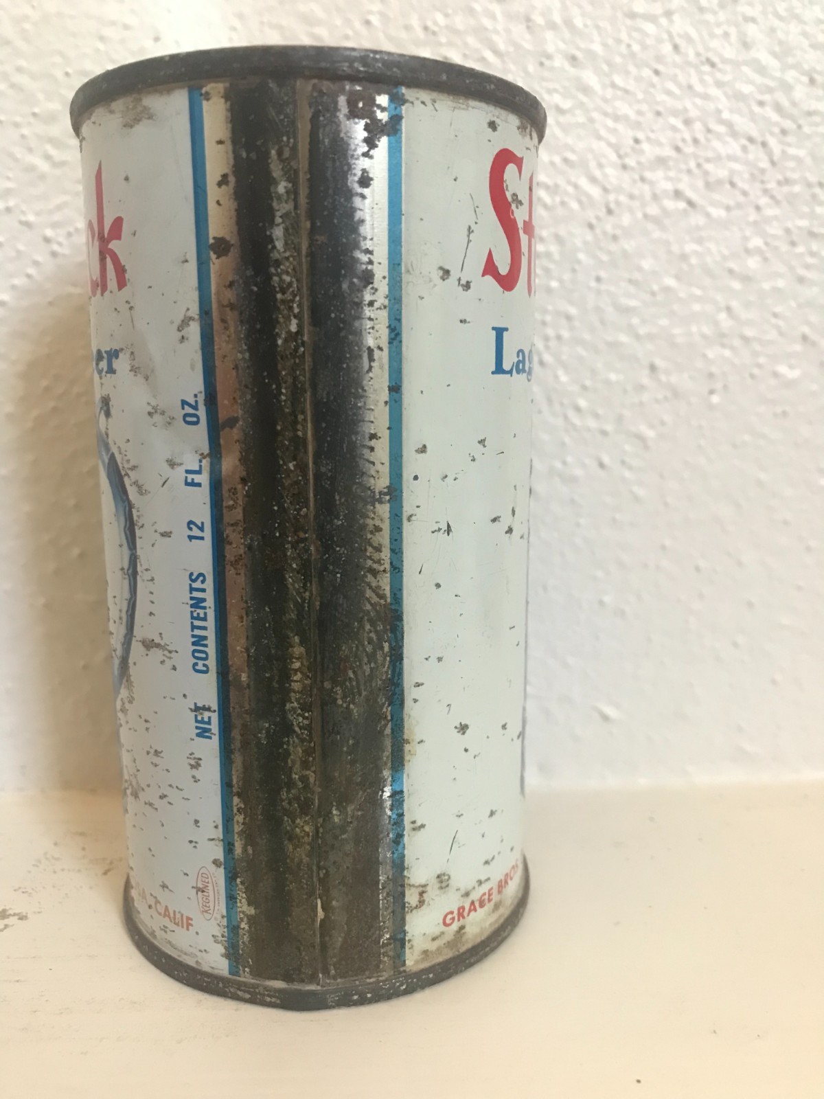 Steinbeck Lager Beer Can Flat Top  Grace Brothers, Santa Rosa, Ca.