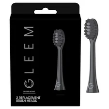 GLEEM Toothbrush Replacement Brush Heads Refill, 2 Count (Pack of 1), Black 
