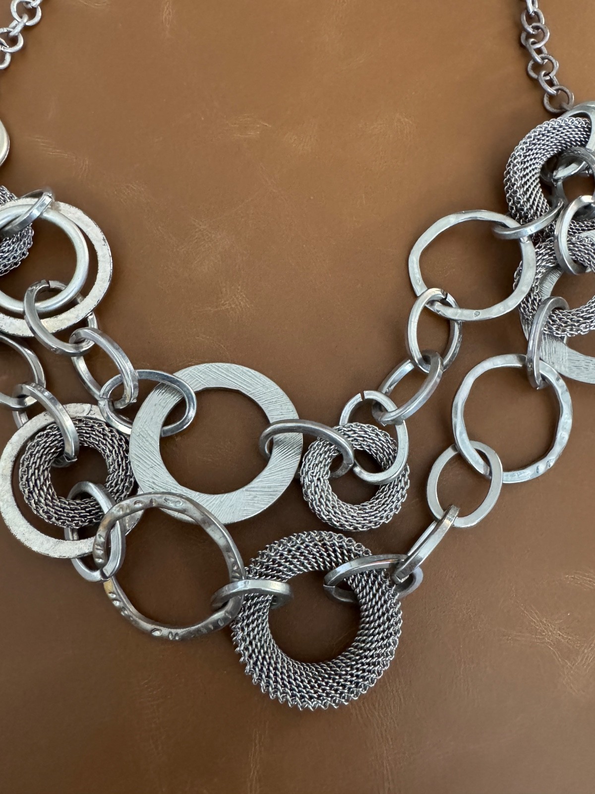 Silver-Tone Interlocking Ring Chain Necklace – Mo… - image 2