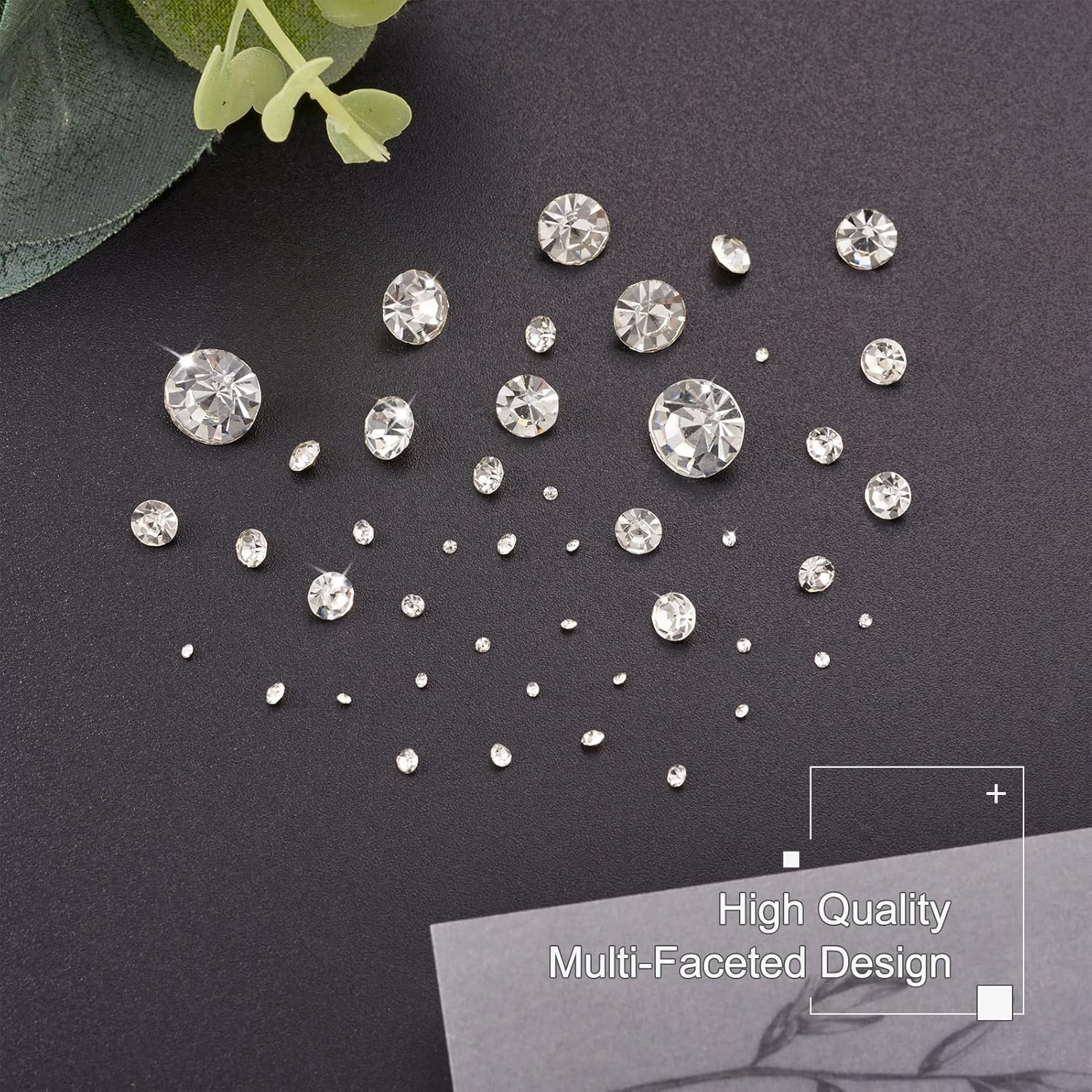 2600Pcs Faceted Glass Rhinestone 7 Sizes Pointed Back Crystal Diamante ...